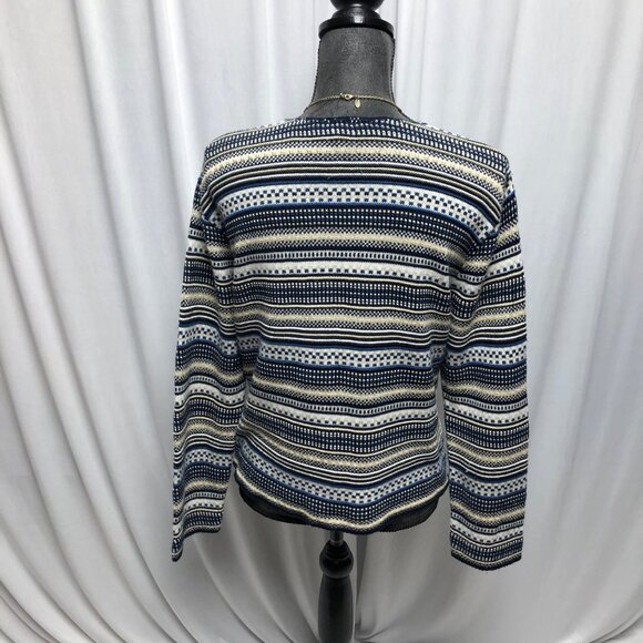 Spunky Sweater Womens Size Medium Blue Tan Buttons Vintage Made in USA Cardigan - Picture 4 of 6